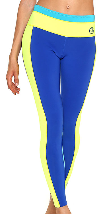 1mm Women's GlideSoul Neoprene Leggings / Pants Blue/Yellow Tie&Dye