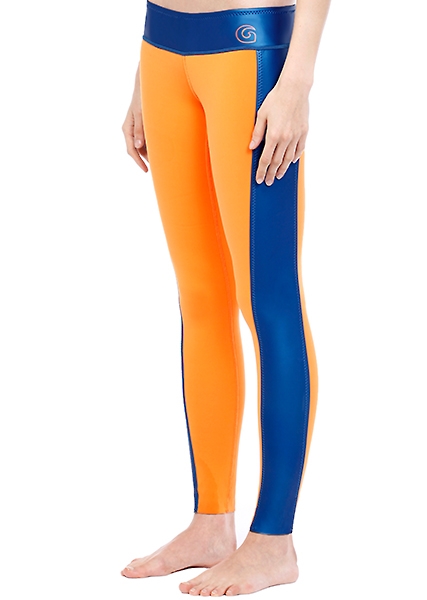 Navy Blue and Orange Striped Workout Leggings for Women Soft